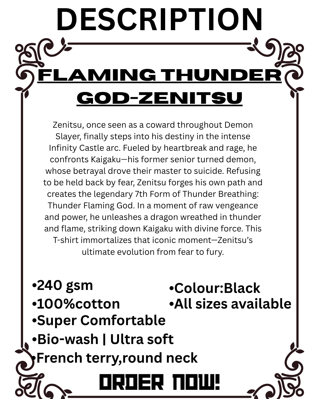 Flaming Thunder God-Zenitsu Oversized Tshirt